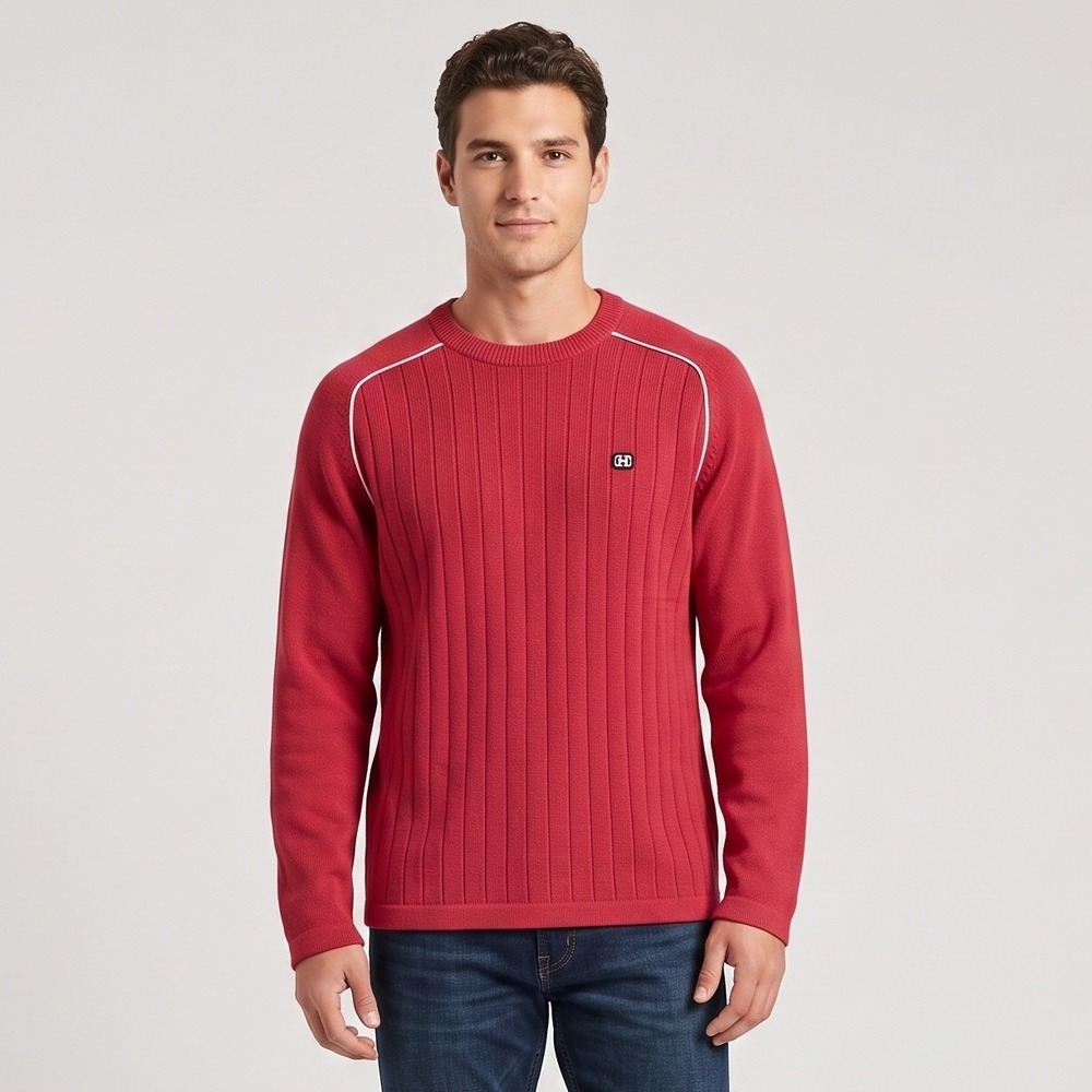 Hollister Sweater Mens Large Red Pacific Merchants Ribbed Crewneck Pullover Y2K